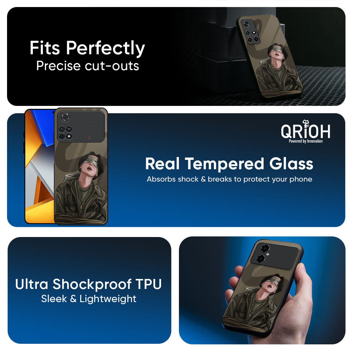 Blind Fold Glass Case for Poco M8 5G