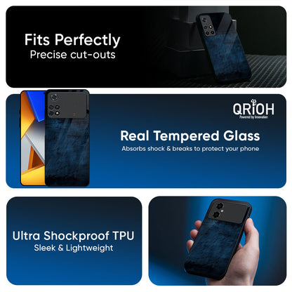 Dark Blue Grunge Glass Case for Poco X7 5G
