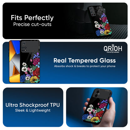 Rose Flower Bunch Art Glass Case for Poco X7 Pro 5G
