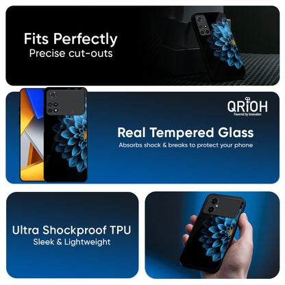 Half Blue Flower Glass Case for Poco X7 Pro 5G