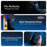 Half Blue Flower Glass Case for Poco F6 5G
