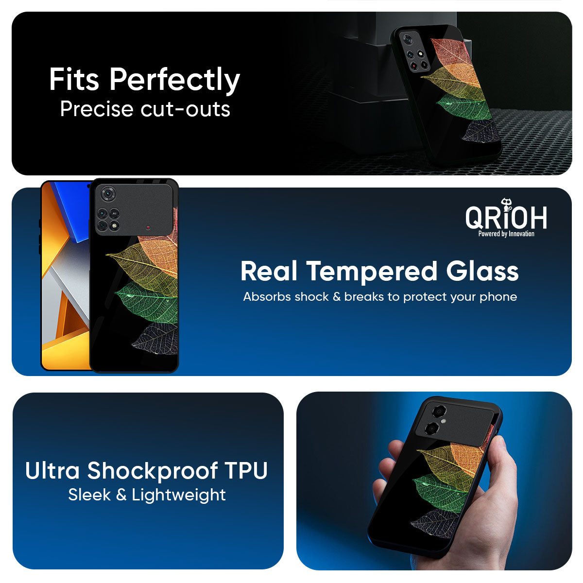 Colorful Leaves Glass Case for Poco X7 5G