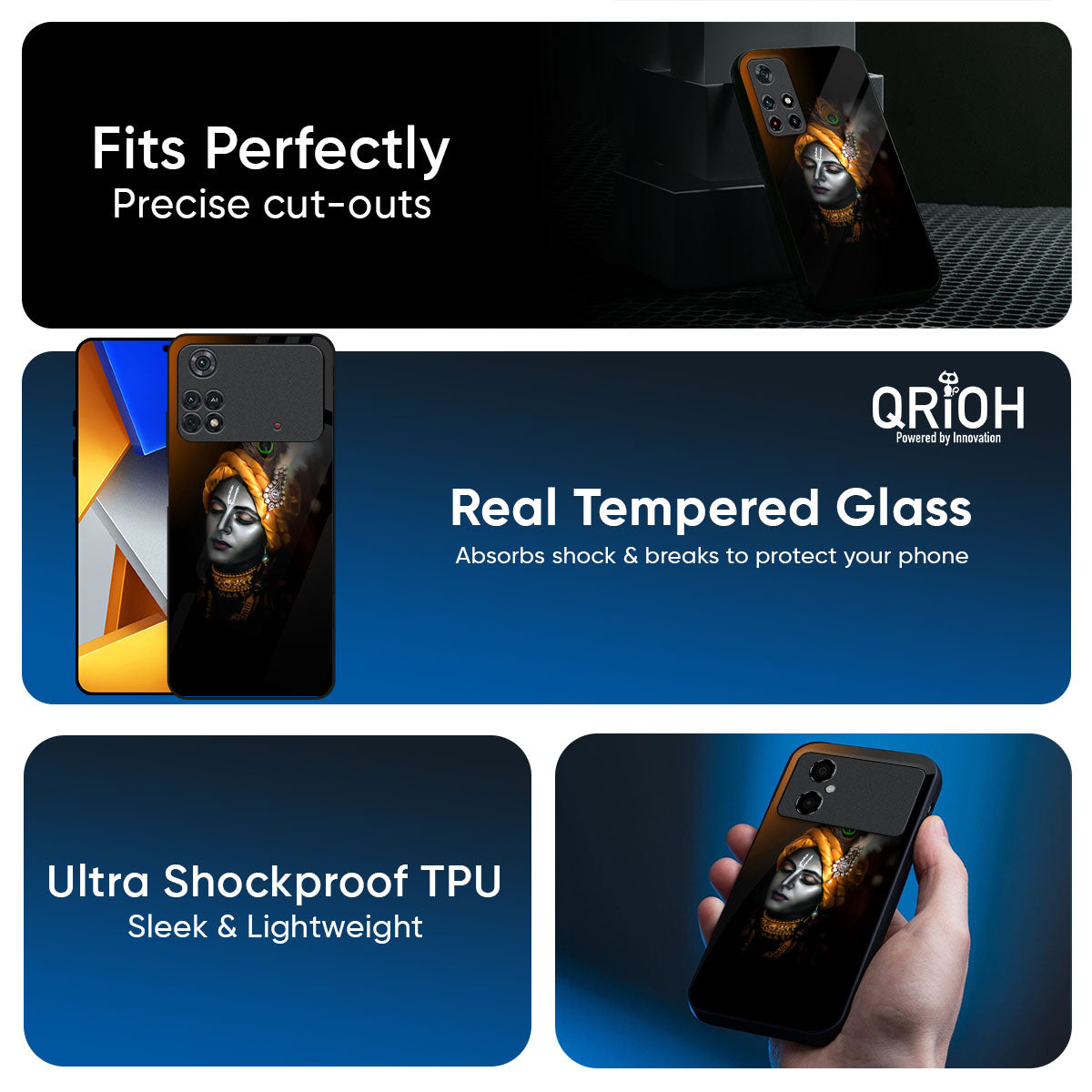 Ombre Krishna Glass Case for Poco M8 5G