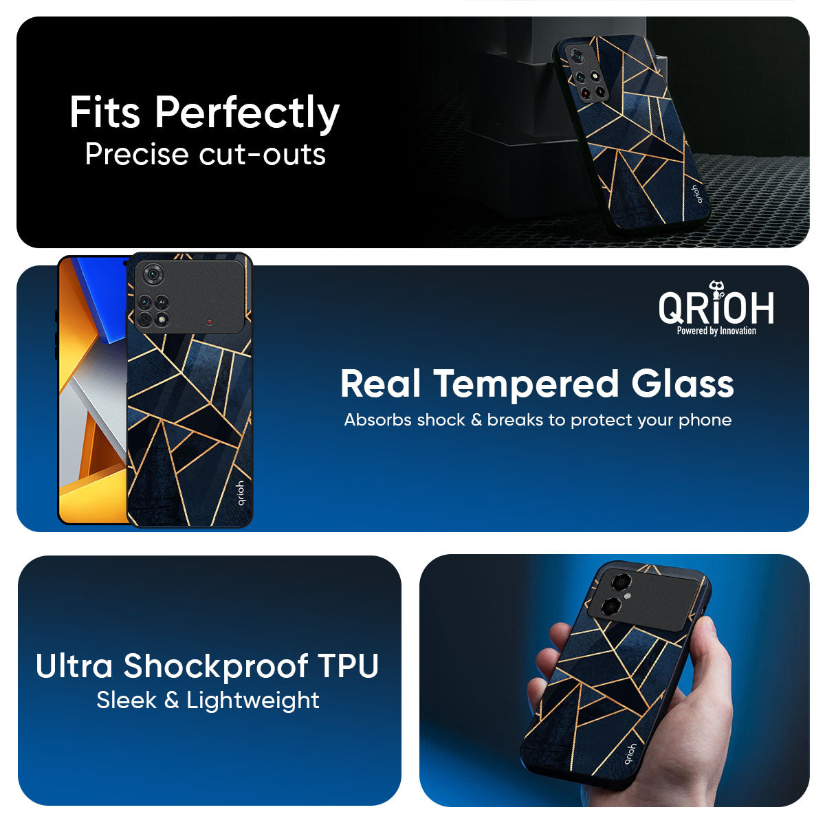 Abstract Tiles Glass Case for Poco X7 5G