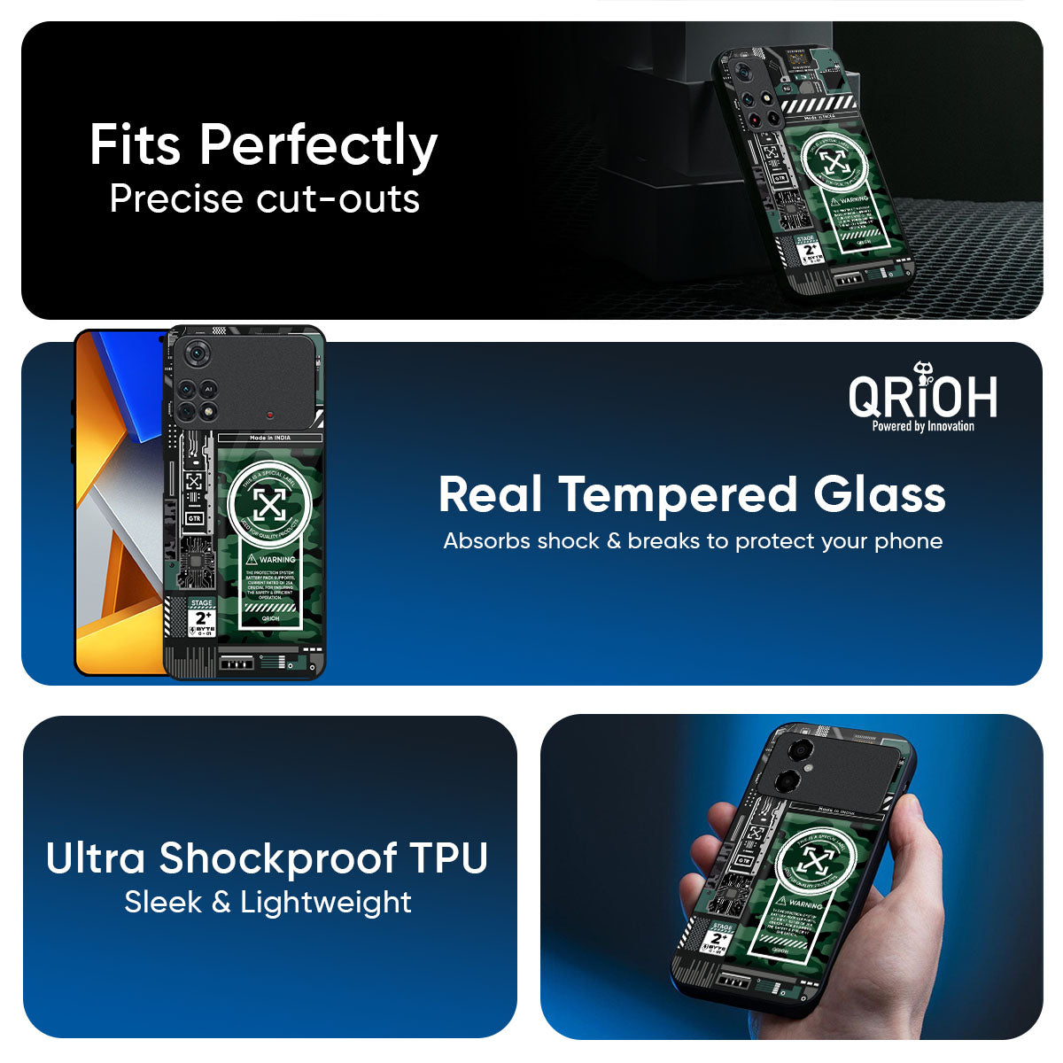 Green Camo Circuit Glass Case for Poco X7 Pro 5G