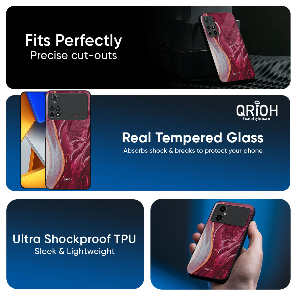 Crimson Ruby Glass Case for Poco F7 5G