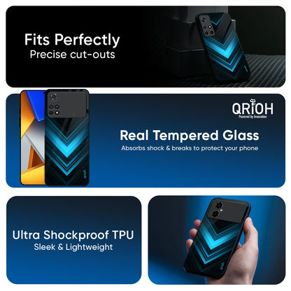 Vertical Blue Arrow Glass Case For Poco X7 5G