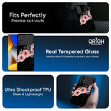 Floral Black Band Glass Case For Poco X8 Pro max 5G