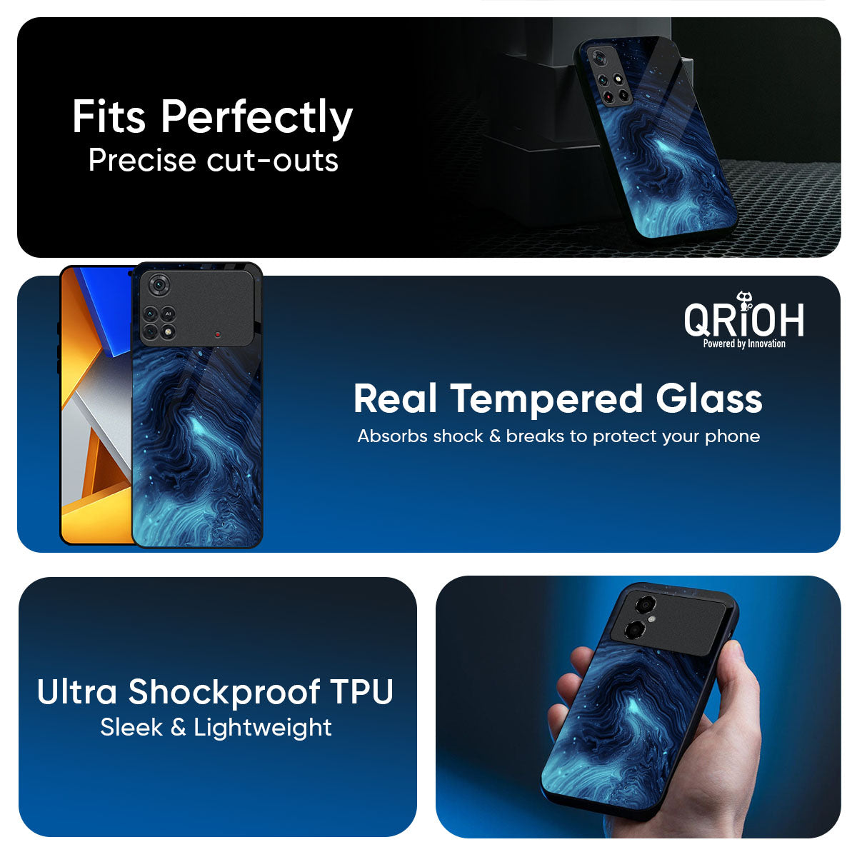 Dazzling Ocean Gradient Glass Case For Poco X7 5G