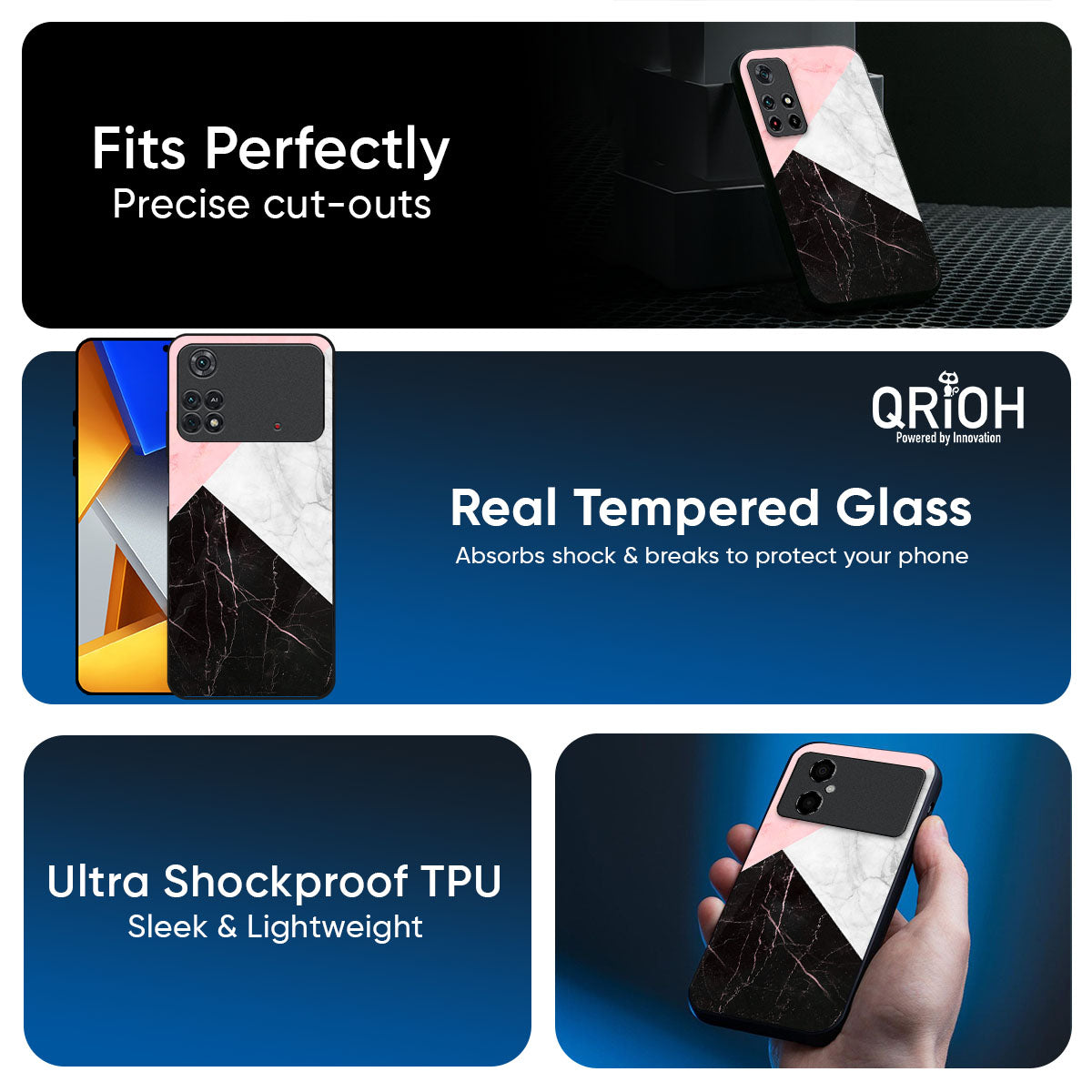 Marble Collage Art Glass Case For Poco X7 5G