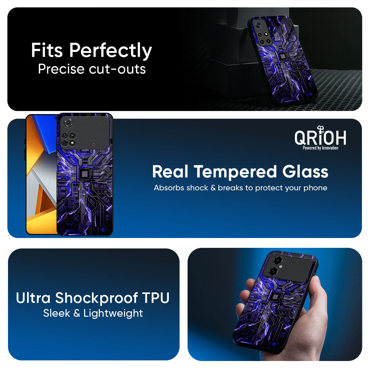 Techno Color Pattern Glass Case For Poco X7 5G