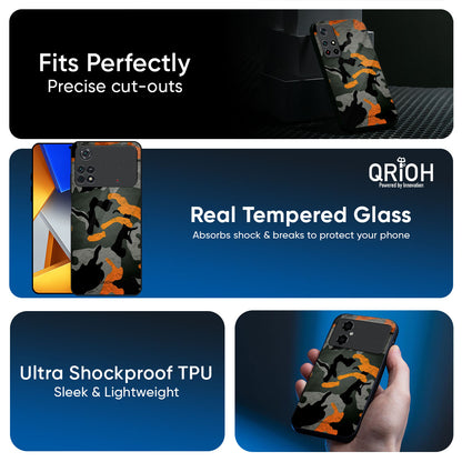 Camouflage Orange Glass Case For Poco X7 5G