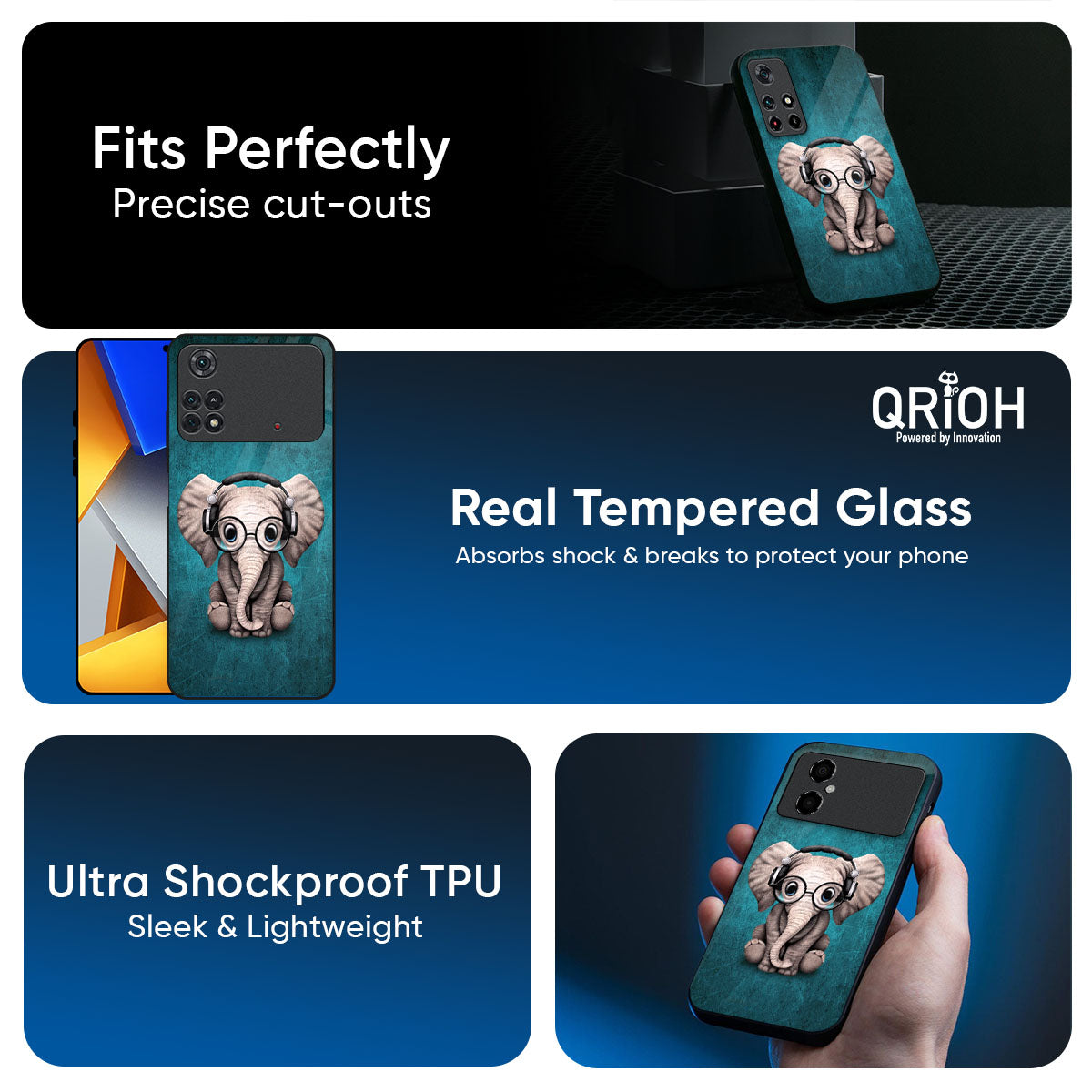 Adorable Baby Elephant Glass Case For Poco F7 5G
