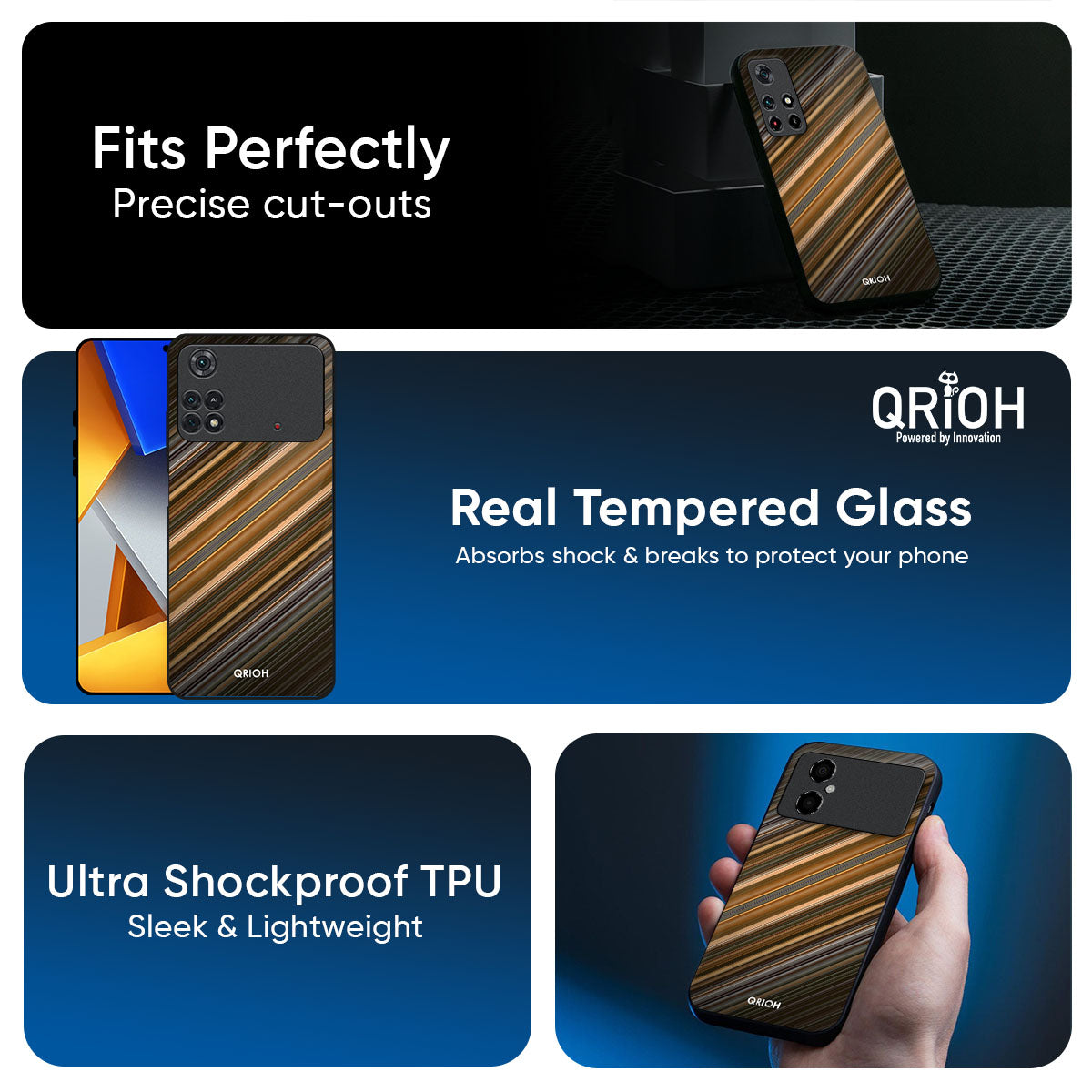 Diagonal Slash Pattern Glass Case for Poco X7 Pro 5G