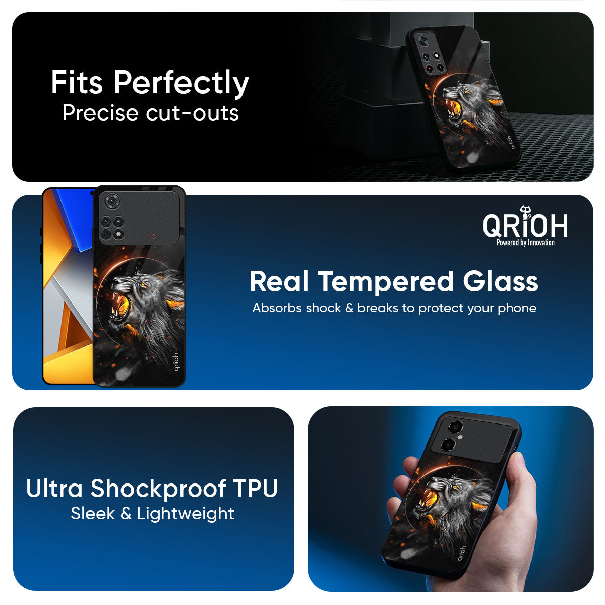 Aggressive Lion Glass Case for Poco F7 5G