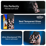 Black Cherry Blossom Glass Case for Poco X7 Pro 5G