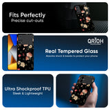 Black Spring Floral Glass Case for Poco M8 5G