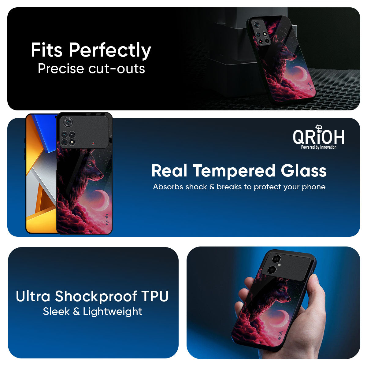 Moon Wolf Glass Case for Poco F6 5G