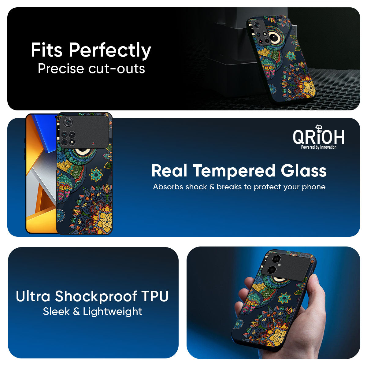 Owl Art Glass Case for Poco X7 5G