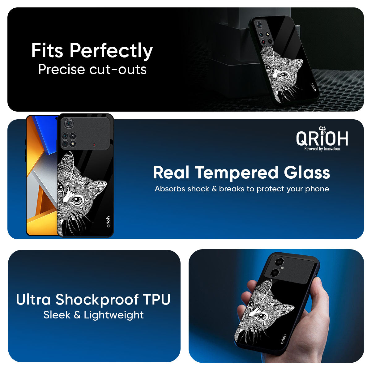Kitten Mandala Glass Case for Poco F6 5G