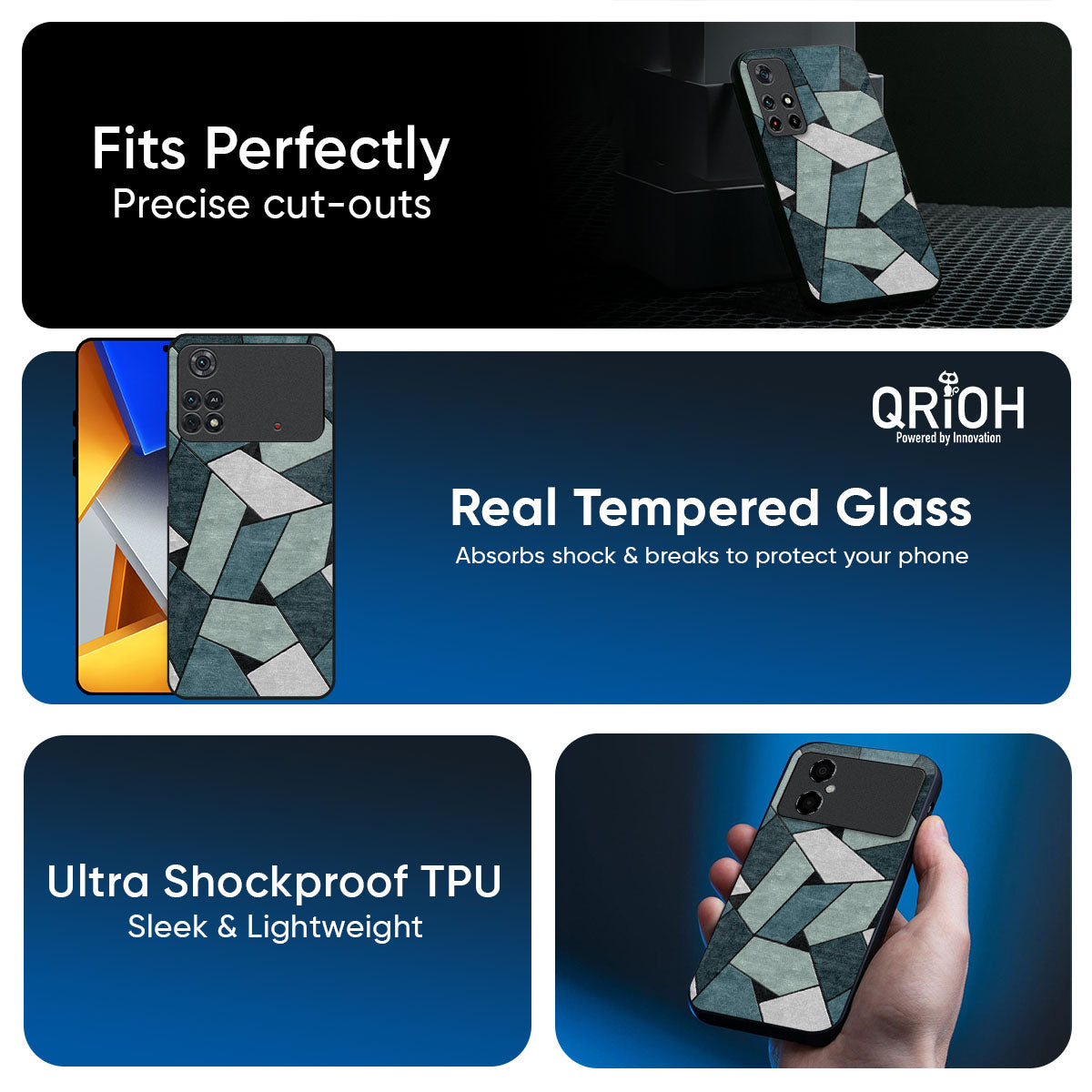 Abstact Tiles Glass Case for Poco X7 5G