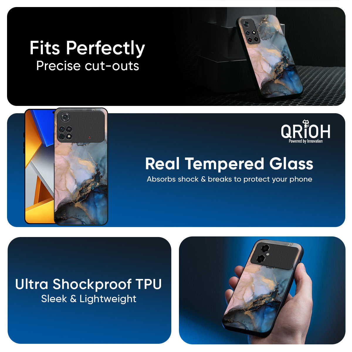 Marble Ink Abstract Glass Case for Poco X8 Pro 5G