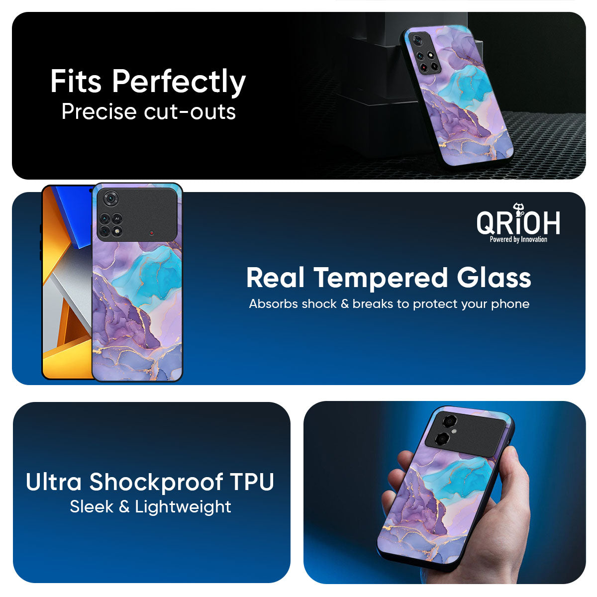 Alcohol ink Marble Glass Case for Poco X7 5G