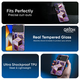Purple Rhombus Marble Glass Case for Poco F7 5G