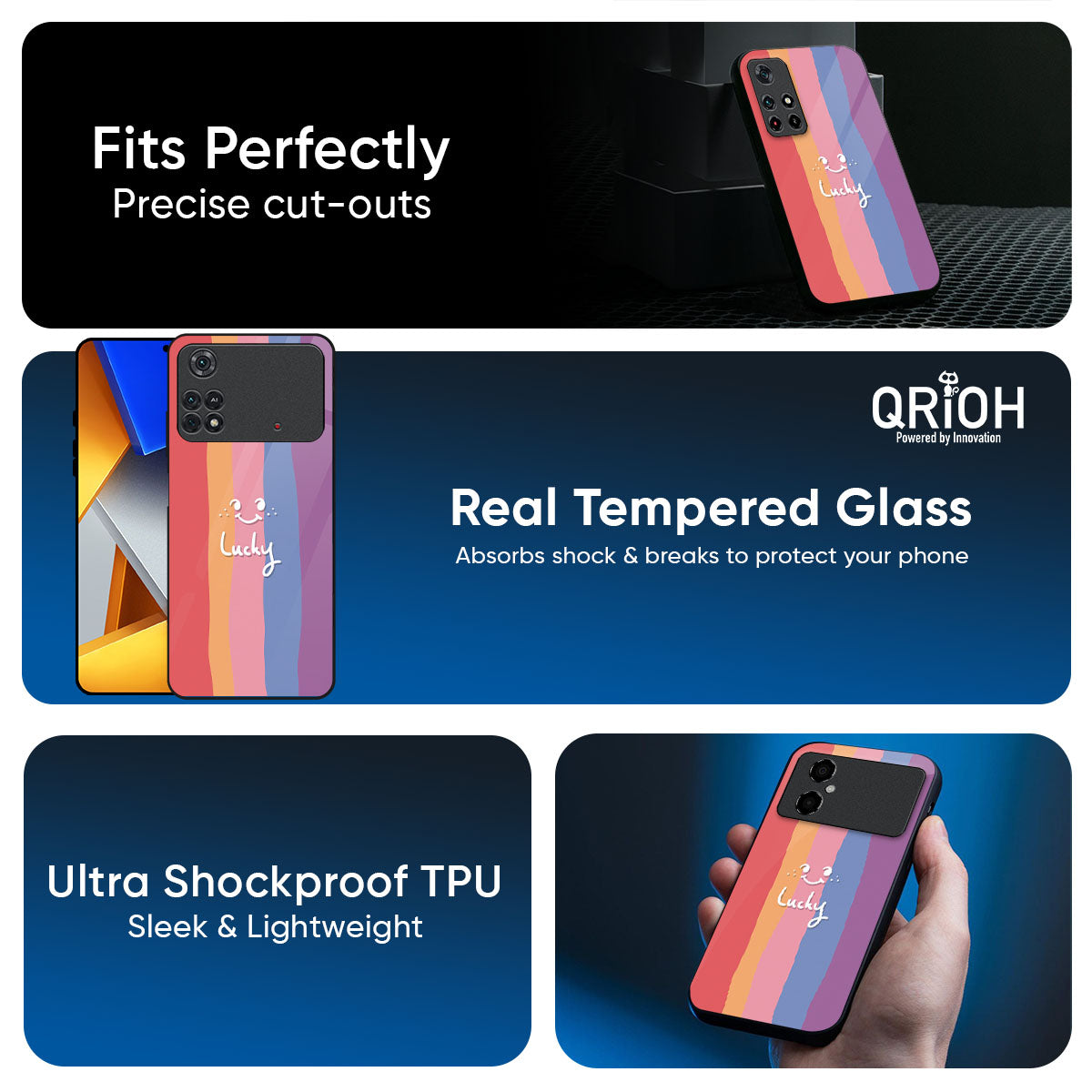 Lucky Abstract Glass Case for Poco X7 5G