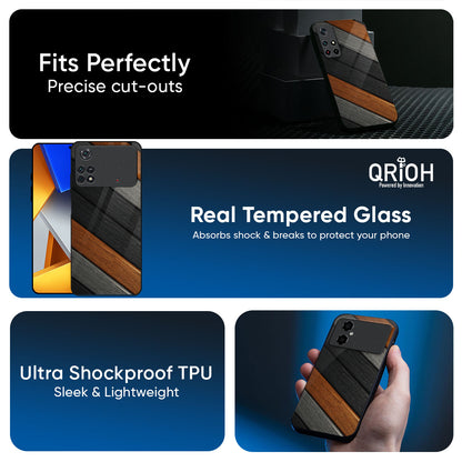 Tri Color Wood Glass Case for Poco M8 5G