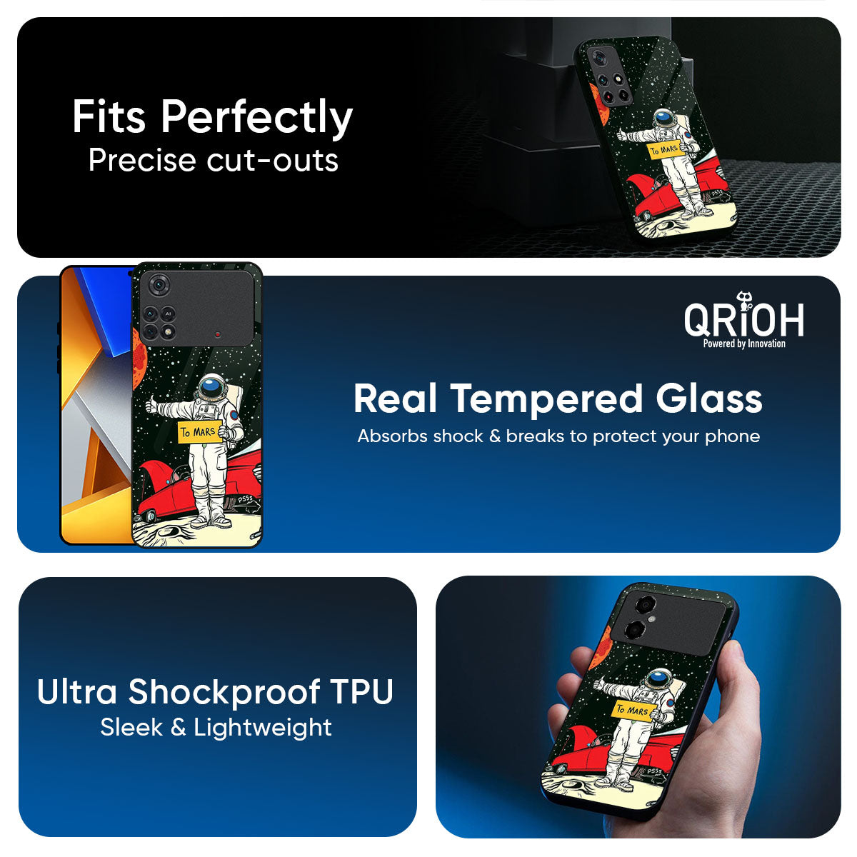 Astronaut on Mars Glass Case for Poco F7 5G