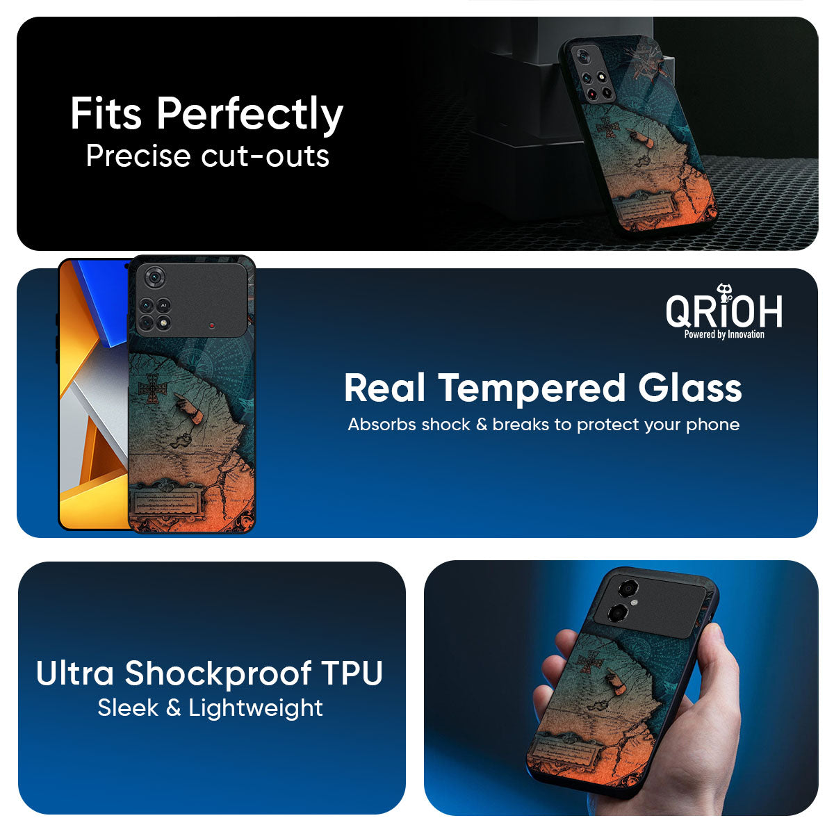 Geographical Map Glass Case for Poco X7 Pro 5G