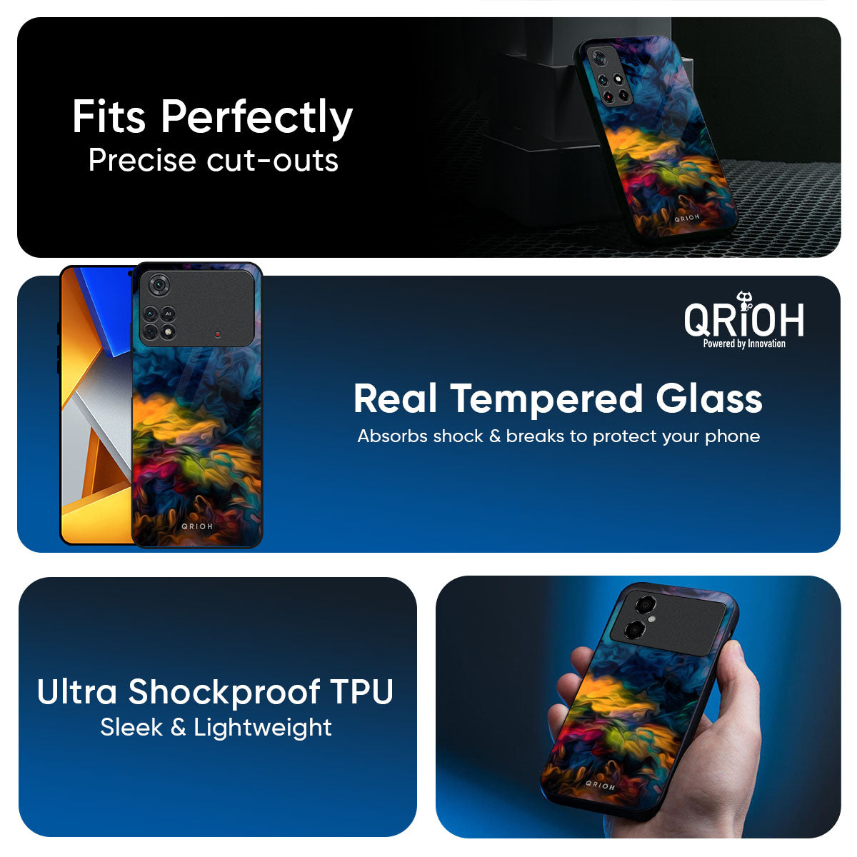 Multicolor Oil Painting Glass Case for Poco X7 5G