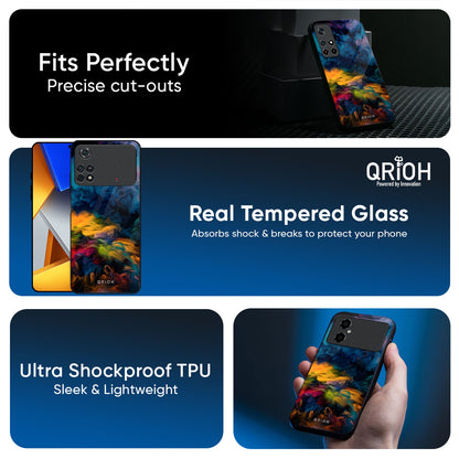 Multicolor Oil Painting Glass Case for Poco X7 5G