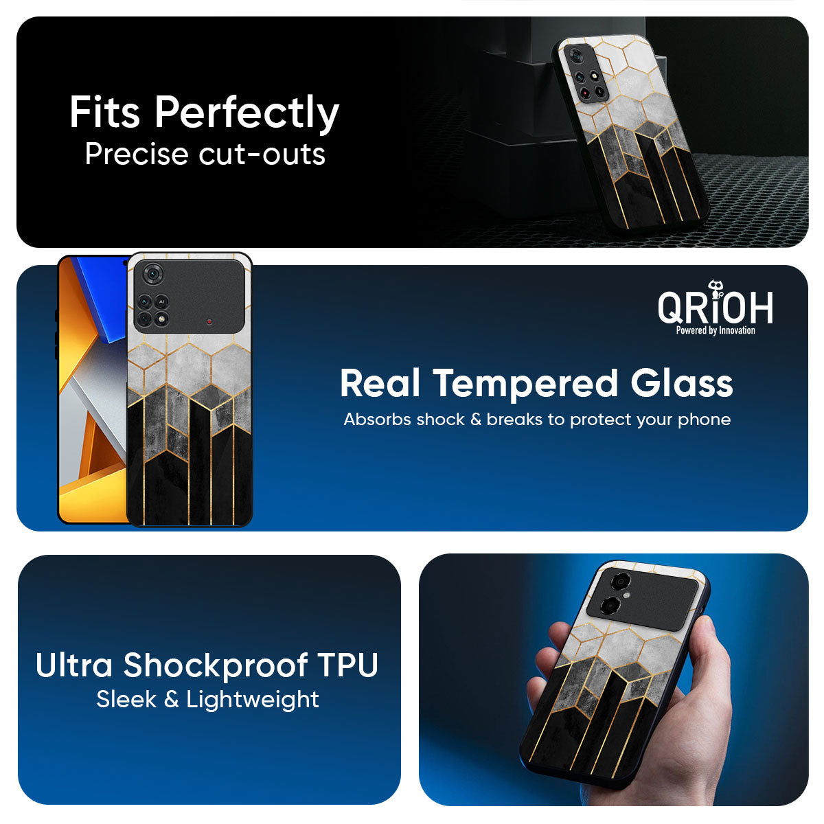 Tricolor Pattern Glass Case for Poco X7 5G