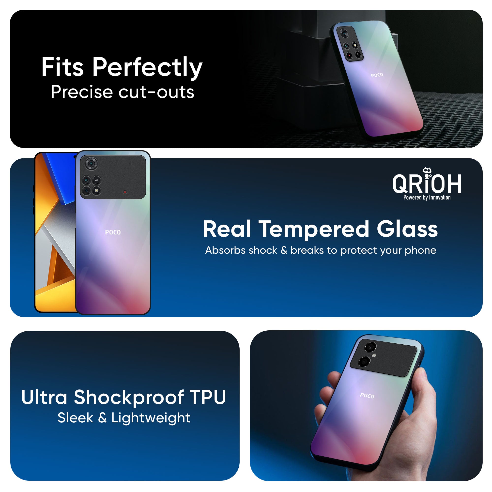 Abstract Holographic Glass Case for Poco X7 Pro 5G