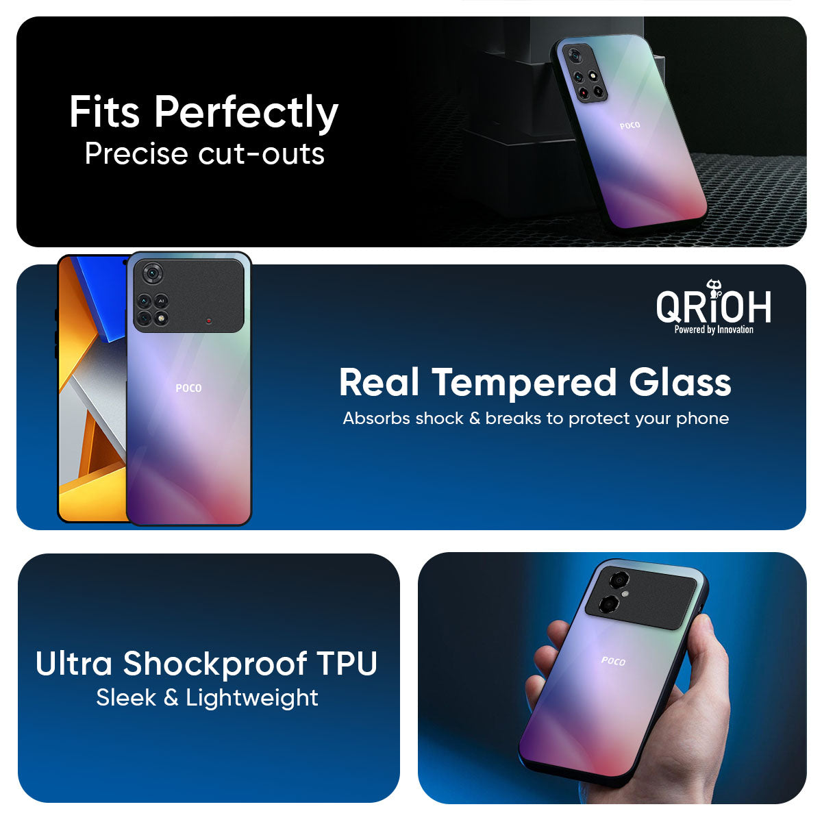 Abstract Holographic Glass Case for Poco M8 5G