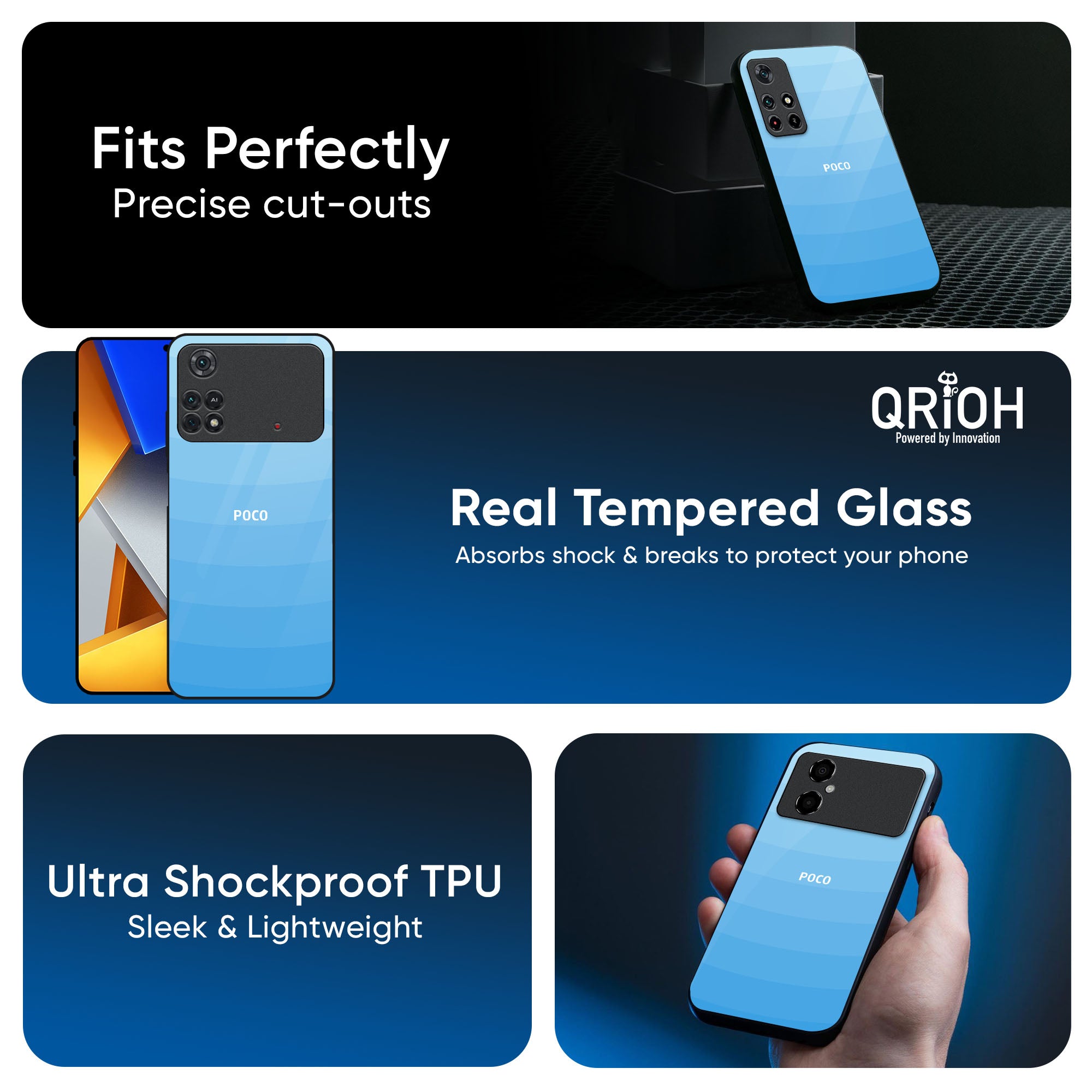 Wavy Blue Pattern Glass Case for Poco X7 5G