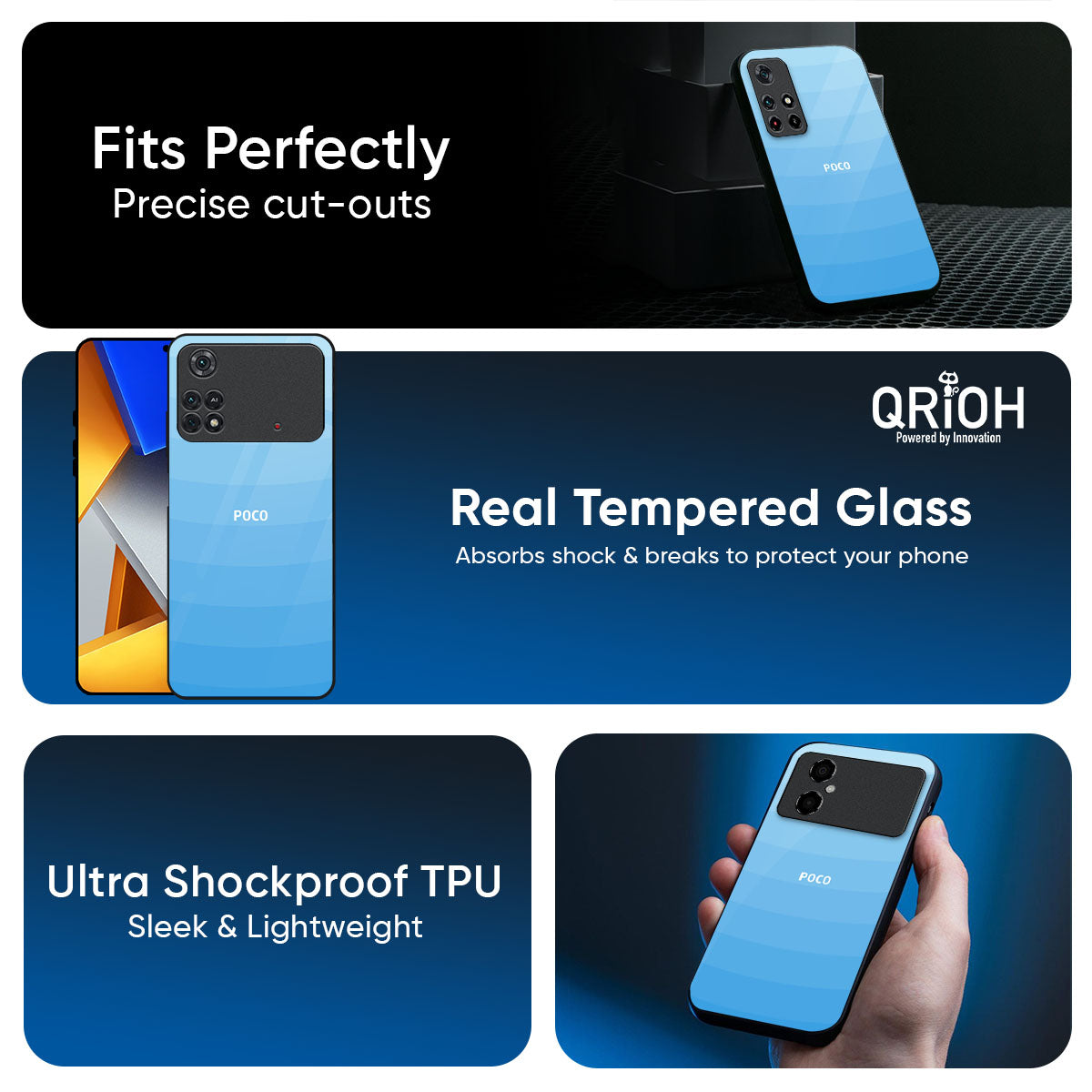 Wavy Blue Pattern Glass Case for Poco X8 Pro max 5G