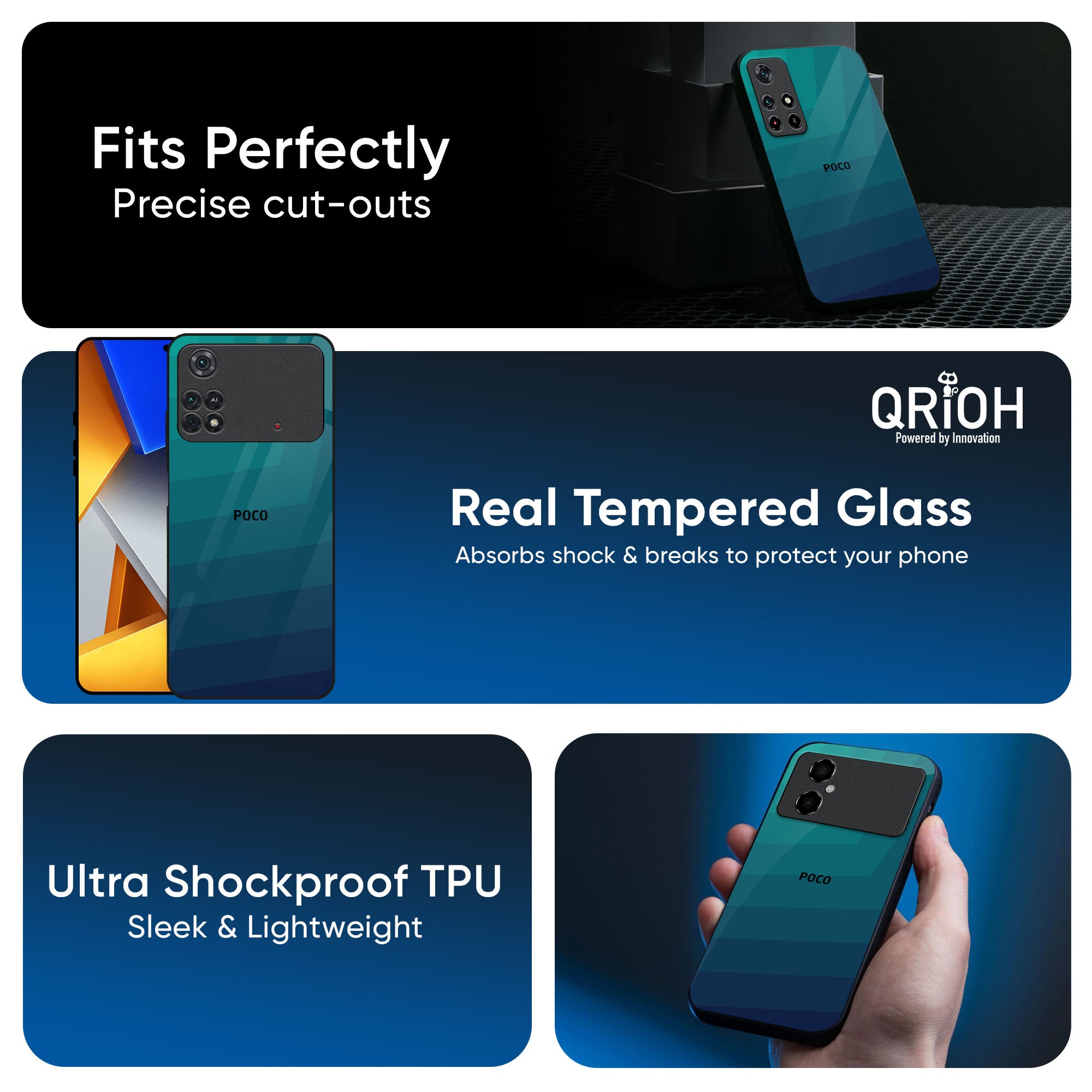 Green Triangle Pattern Glass Case for Poco X7 5G