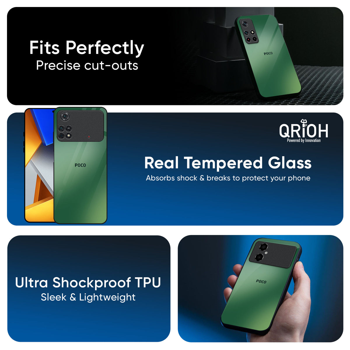 Green Grunge Texture Glass Case for Poco X7 5G