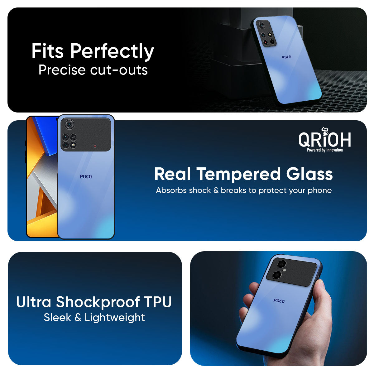 Vibrant Blue Texture Glass Case for Poco X8 Pro 5G