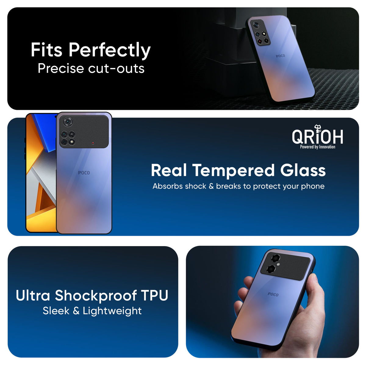 Blue Aura Glass Case for Poco X7 5G