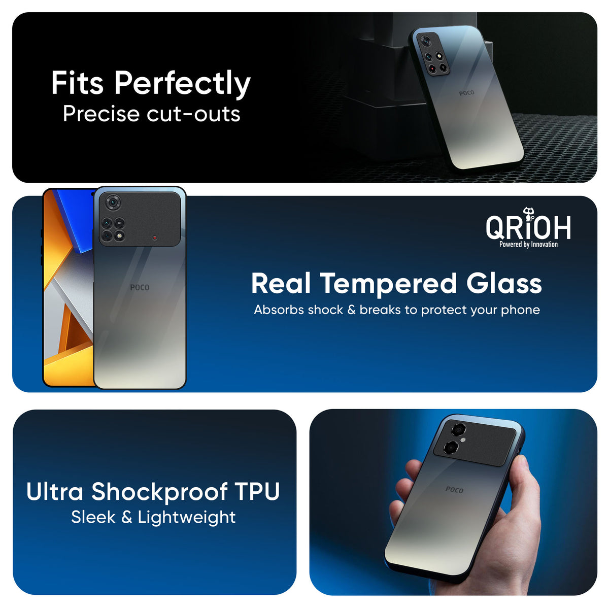 Tricolor Ombre Glass Case for Poco X7 5G
