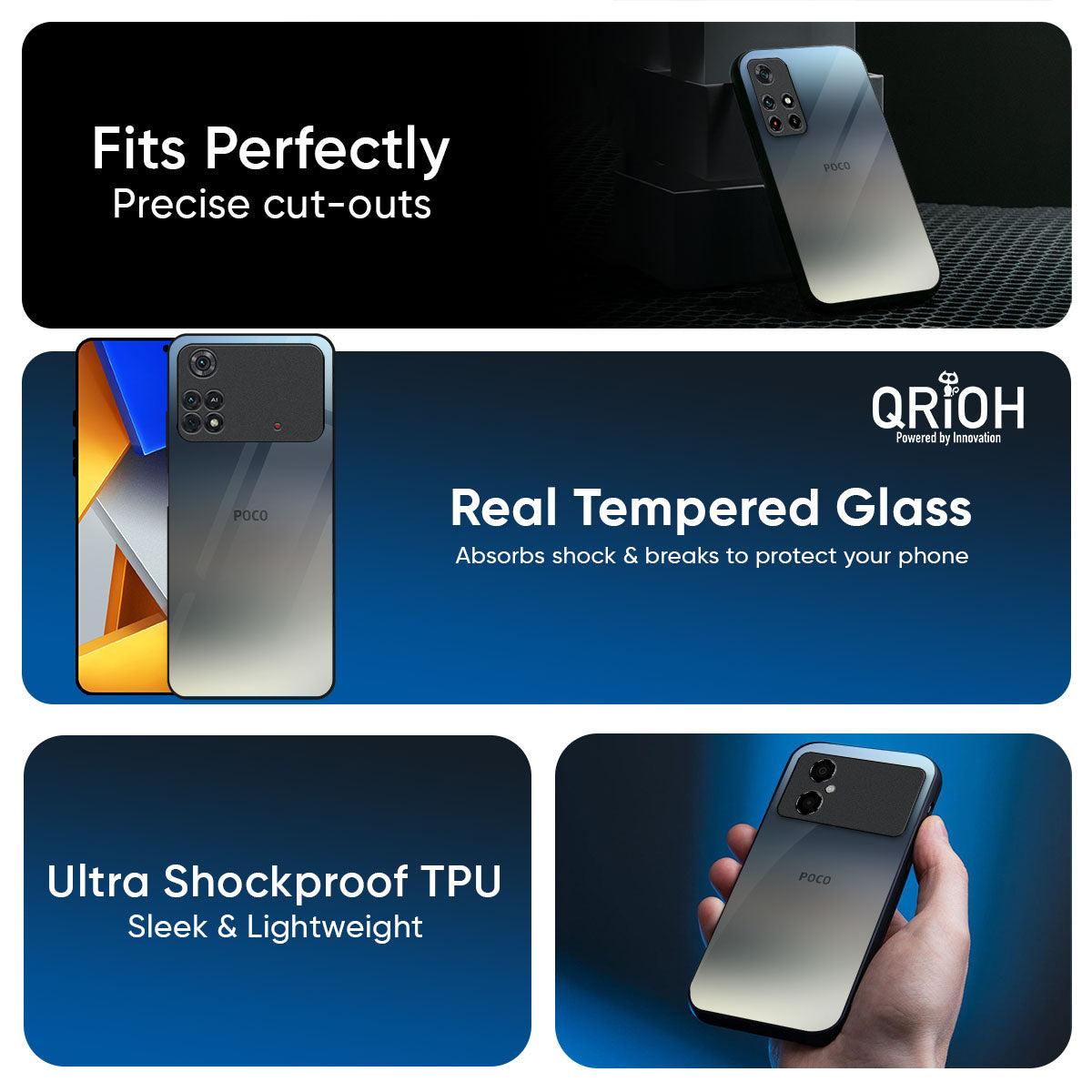 Tricolor Ombre Glass Case for Poco F6 5G