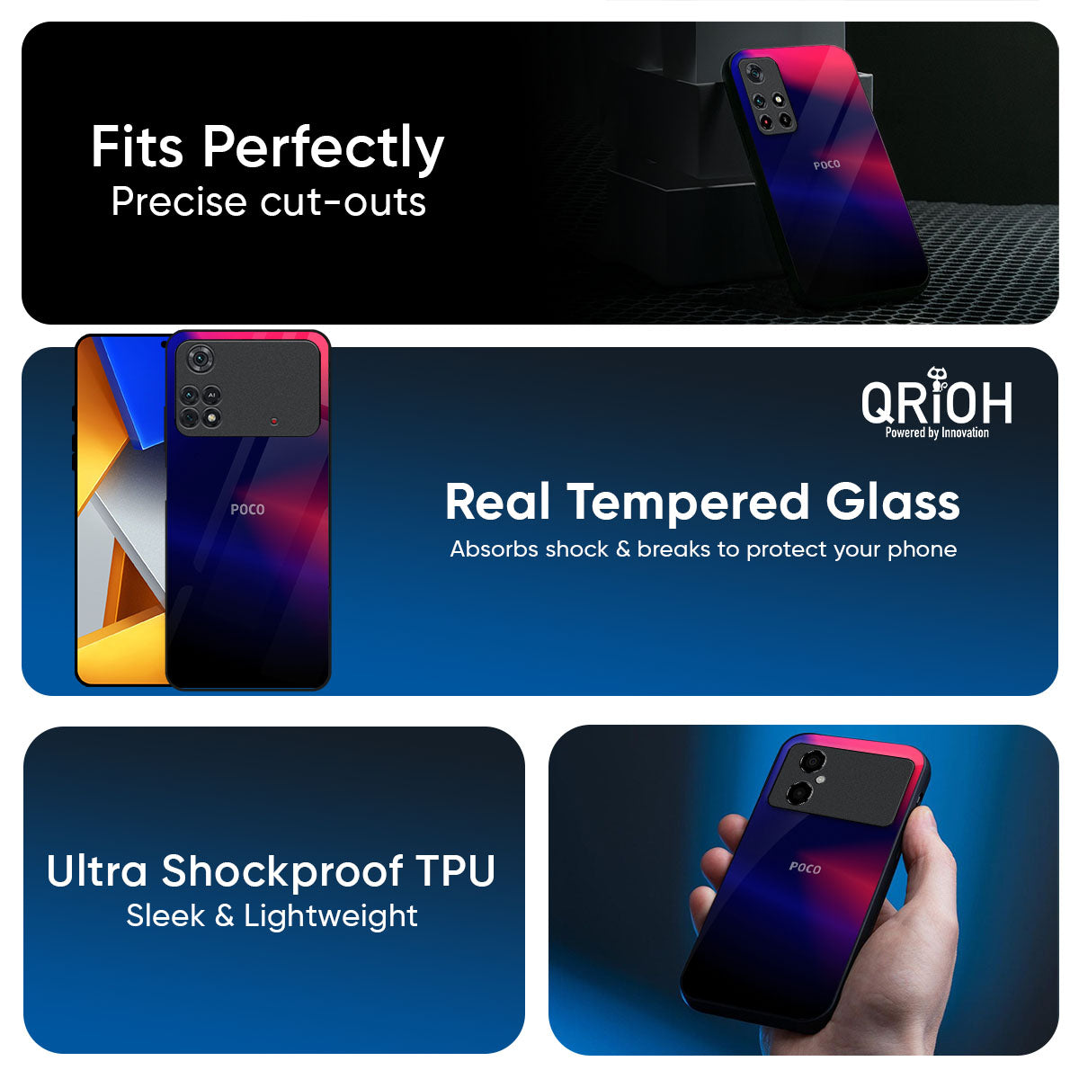 Blue Ombre Glass Case for Poco X8 Pro max 5G