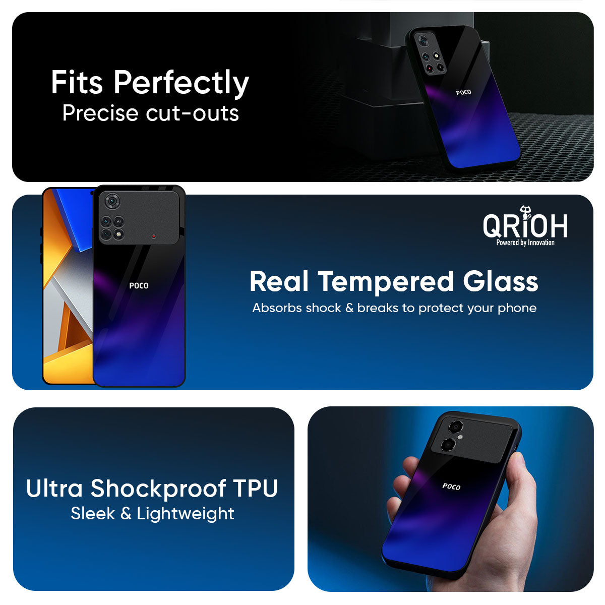 Black Onyx Glass Case for Poco X8 Pro 5G