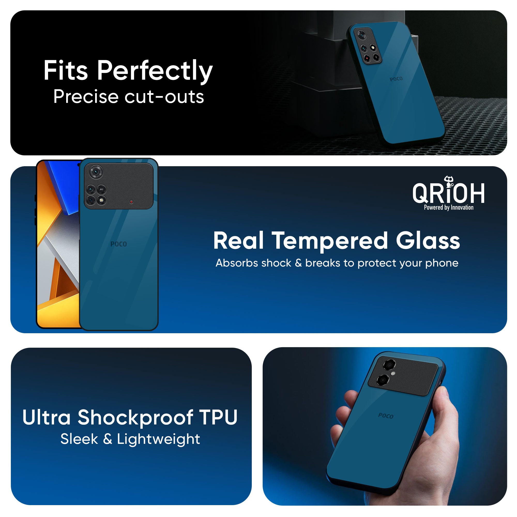 Cobalt Blue Glass Case for Poco X7 5G
