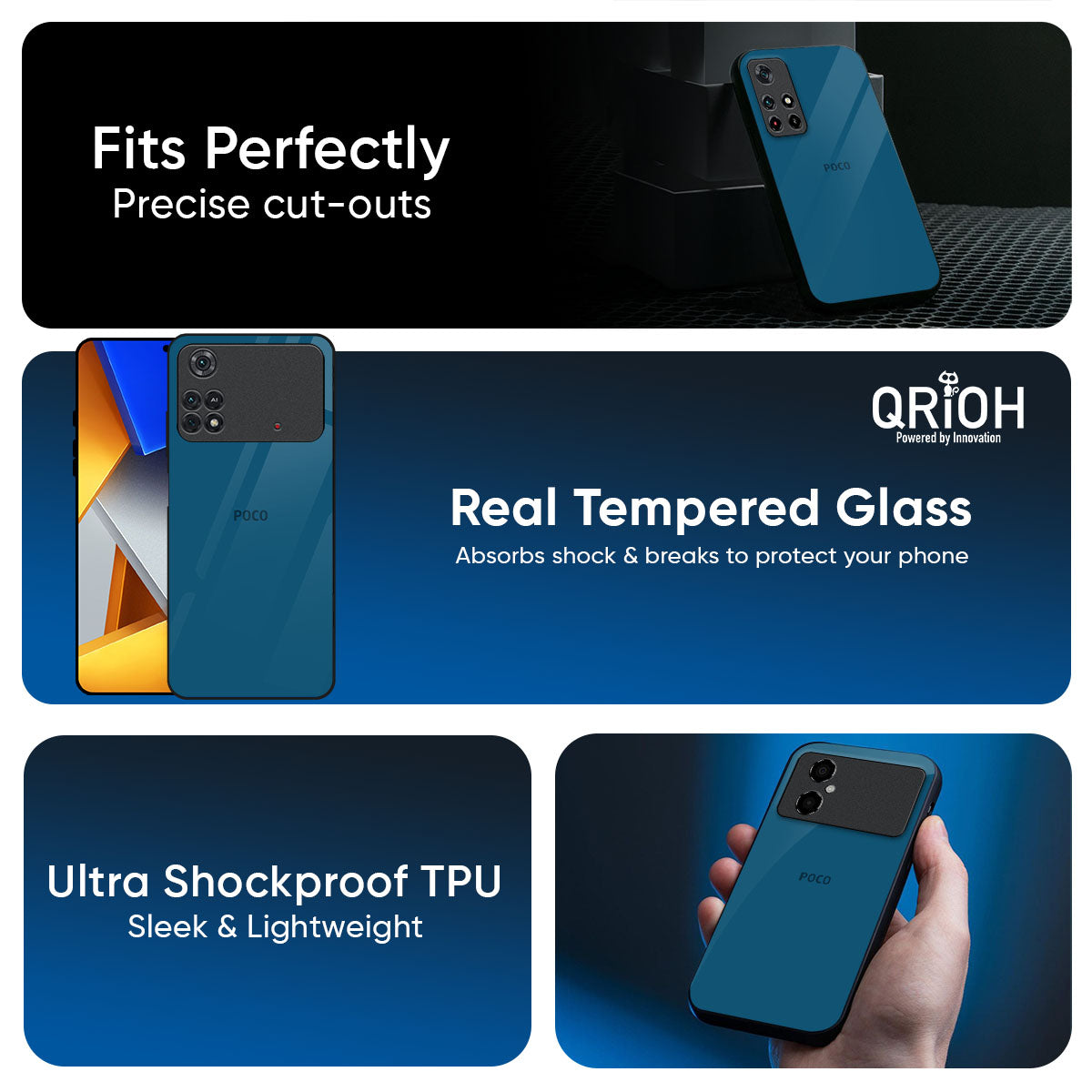 Cobalt Blue Glass Case for Poco X8 Pro max 5G