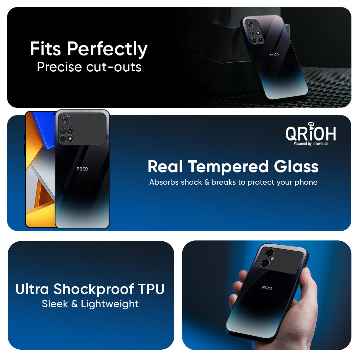 Black Obsidian Glass Case for Poco F6 5G